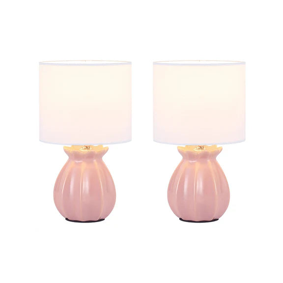 Blossom Set of 2 Table Lamp Blush Pink & White - LL-14-0321P