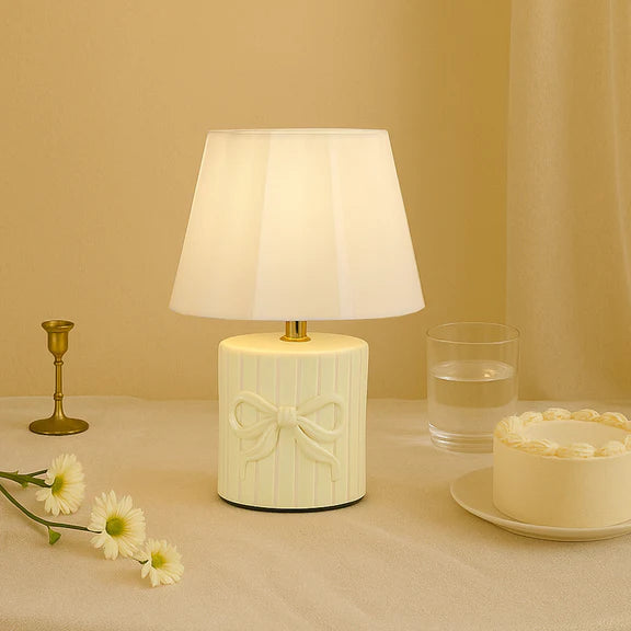 Miri Ribbon Bow Table Lamp Creamy Green & White - LL-14-0322