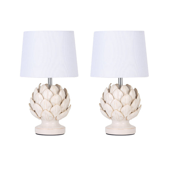 Tasha Artichoke Set of 2 Table Lamp White & Natural - LL-14-0338N
