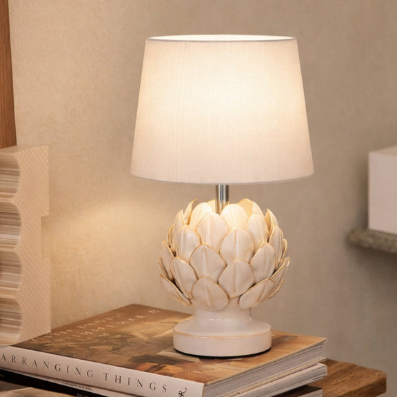 Tasha Artichoke Set of 2 Table Lamp White & Natural - LL-14-0338N