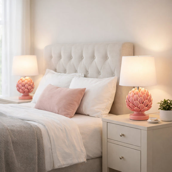 Tasha Artichoke Set of 2 Table Lamp Ivory & Natural - LL-14-0338R