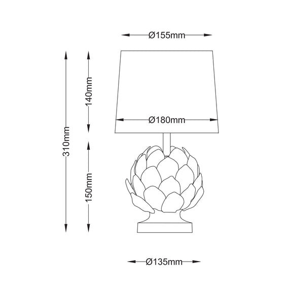 Tasha Artichoke Set of 2 Table Lamp Ivory & Natural - LL-14-0338R
