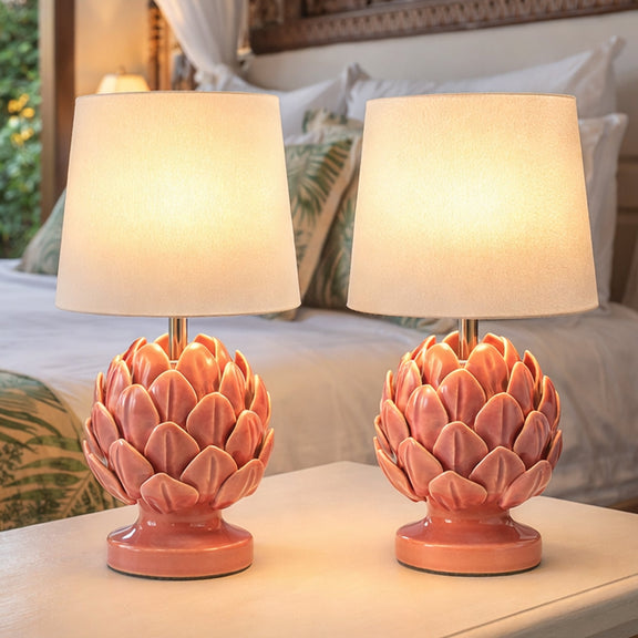 Tasha Artichoke Set of 2 Table Lamp Ivory & Natural - LL-14-0338R