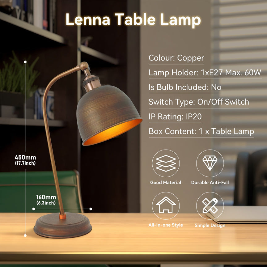 Lenna Table Lamp - Pewter - LL-27-0154PT