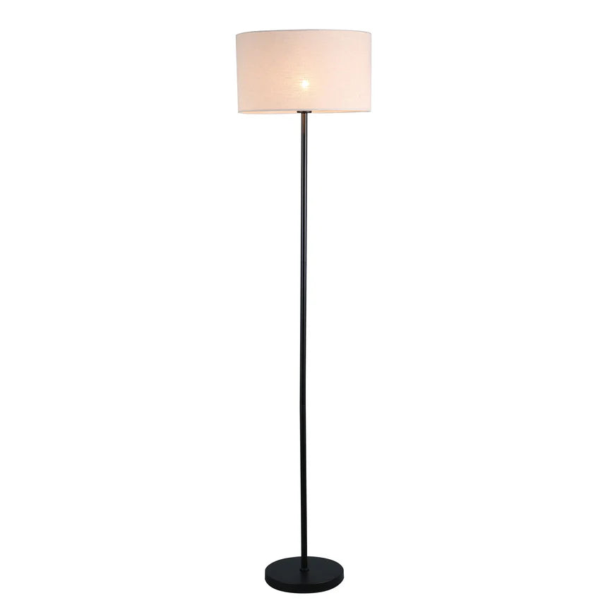 Linea Floor Lamp Matt Black & Linen - LL-27-0264