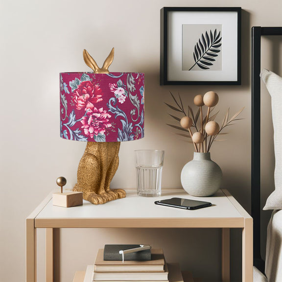 Thistle Rabbit Sitting Table Lamp Red & Gold - LL-14-0274