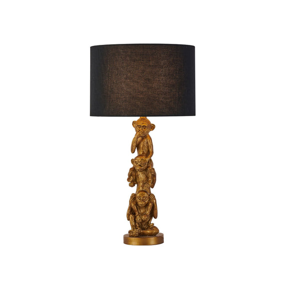 Sage Three Wise Monkey Table Lamp Gold & Black - LL-27-0275