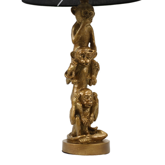 Sage Three Wise Monkey Table Lamp Gold & Black - LL-27-0275