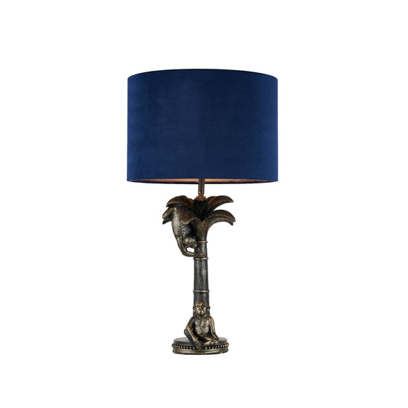Palmer Two Monkey Table Lamp Pewter & Blue - LL-27-0276