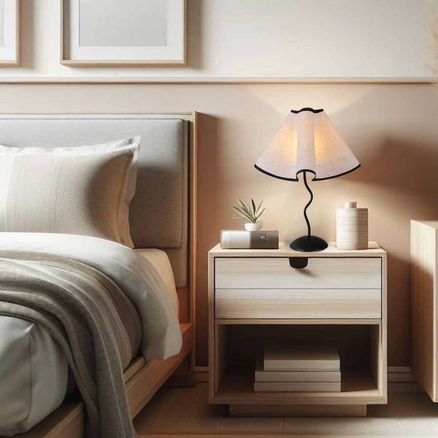 Wyatt Table Lamp Matt Black & Linen - LL-27-0280