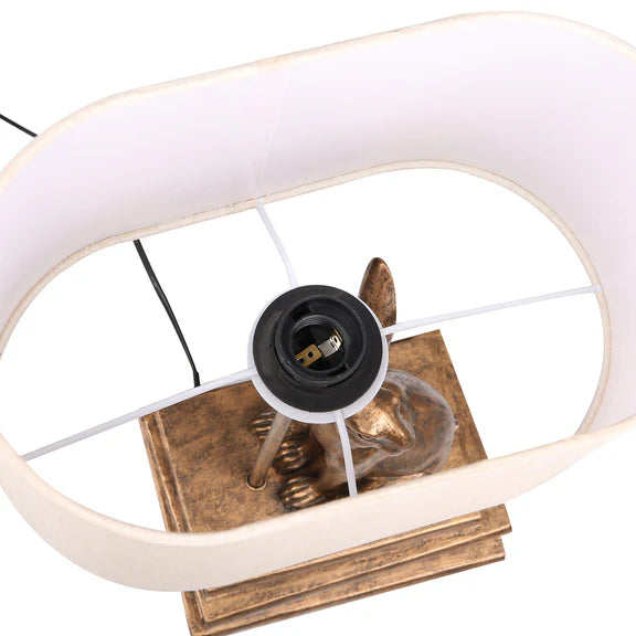 Rabbit Regal Table Lamp Antique Copper & Ivory - LL-27-0286G