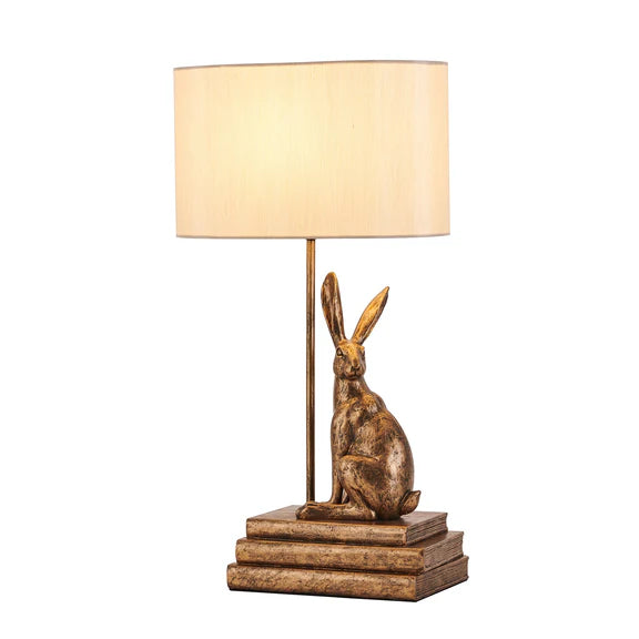 Rabbit Regal Table Lamp Antique Copper & Ivory - LL-27-0286G