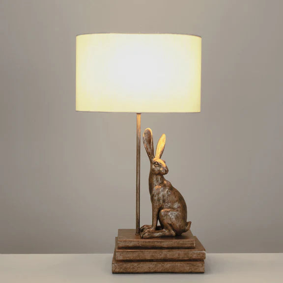 Rabbit Regal Table Lamp Antique Copper & Ivory - LL-27-0286G