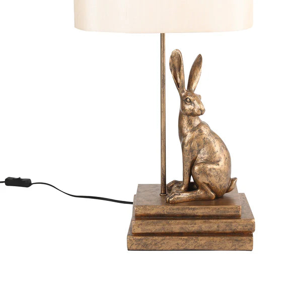 Rabbit Regal Table Lamp Antique Copper & Ivory - LL-27-0286G