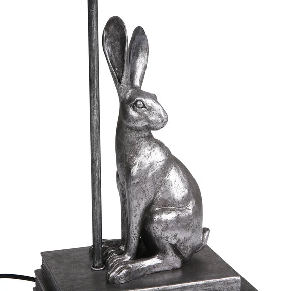 Rabbit Regal Table Lamp Antique Pewter & Ivory - LL-27-0286S