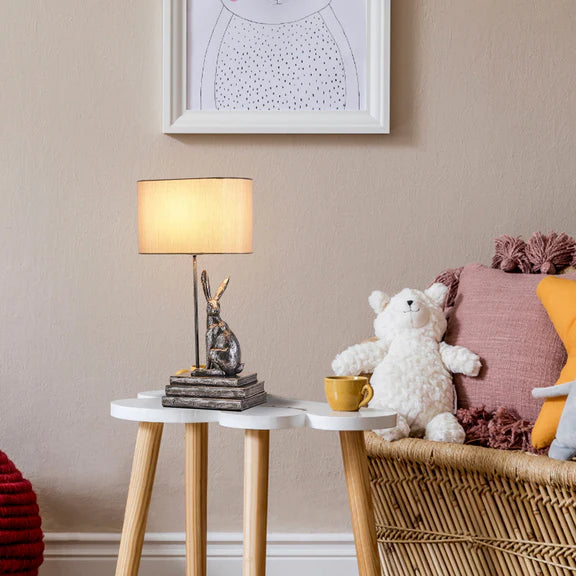 Rabbit Regal Table Lamp Antique Pewter & Ivory - LL-27-0286S