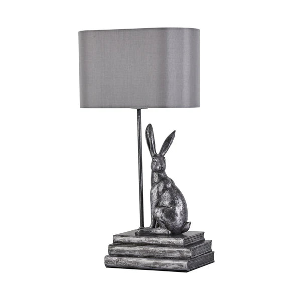 Rabbit Regal Table Lamp Antique Pewter & Ivory - LL-27-0286S