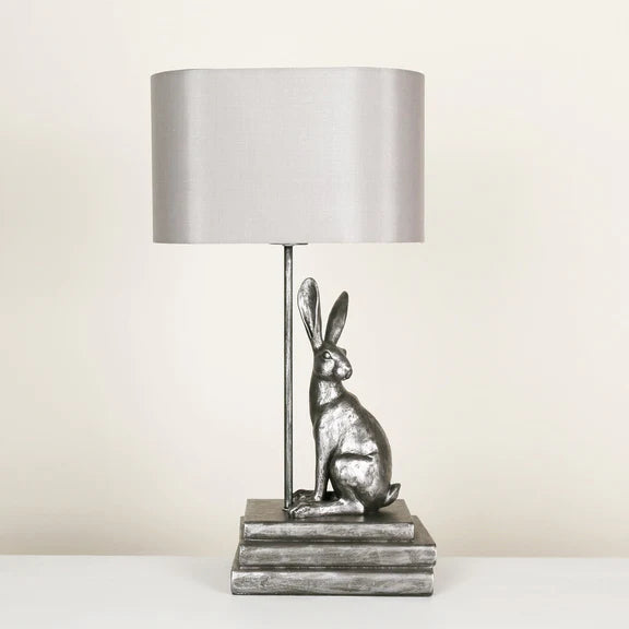 Rabbit Regal Table Lamp Antique Pewter & Ivory - LL-27-0286S