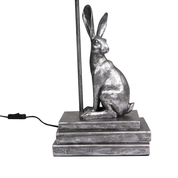Rabbit Regal Table Lamp Antique Pewter & Ivory - LL-27-0286S