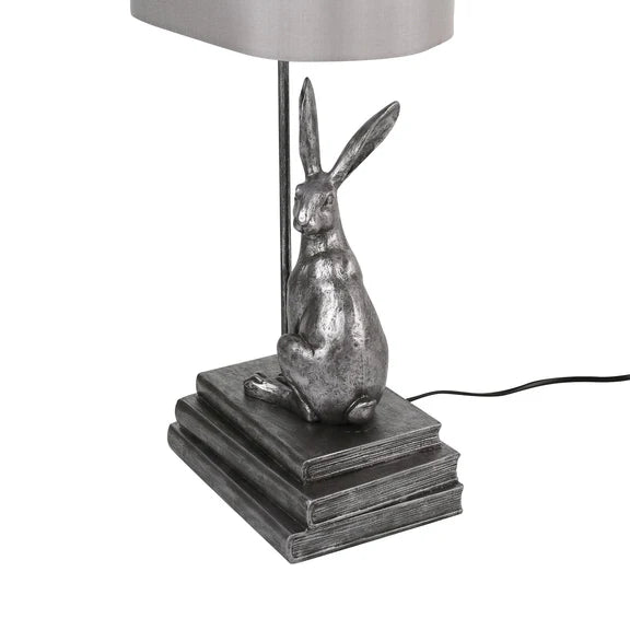Rabbit Regal Table Lamp Antique Pewter & Ivory - LL-27-0286S