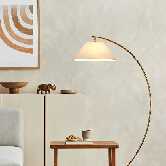 Remi Floor Lamp Brass & White - LL-27-0288BS