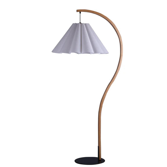 Esther Floor Lamp Matt Black & Wood - LL-27-0291