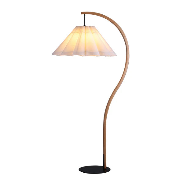 Esther Floor Lamp Matt Black & Wood - LL-27-0291