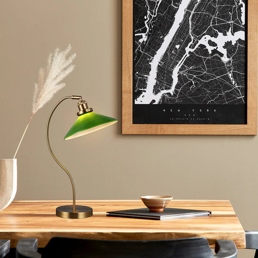 Gemma Table Lamp Green & Brass - LL-27-0293G