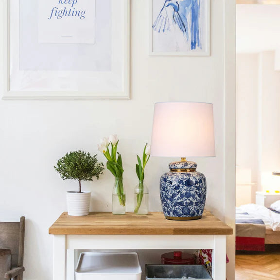 Keziah Table Lamp White & Blue - LL-27-0304