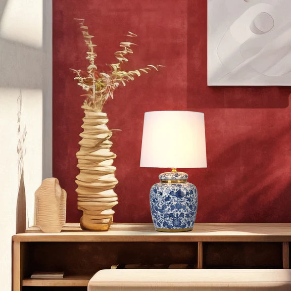 Keziah Table Lamp White & Blue - LL-27-0304