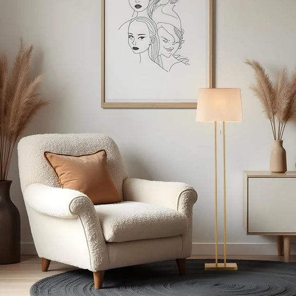 Arden Floor Lamp Brass & Ivory - LL-27-0306