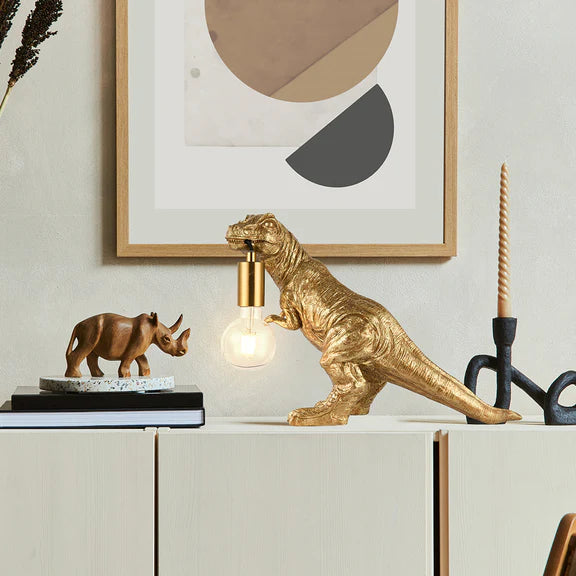 T-Rex Bite Resin Table Lamp Gold - LL-27-0309