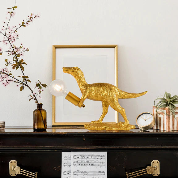 Velociraptor Grip Resin Table Lamp Gold - LL-27-0310