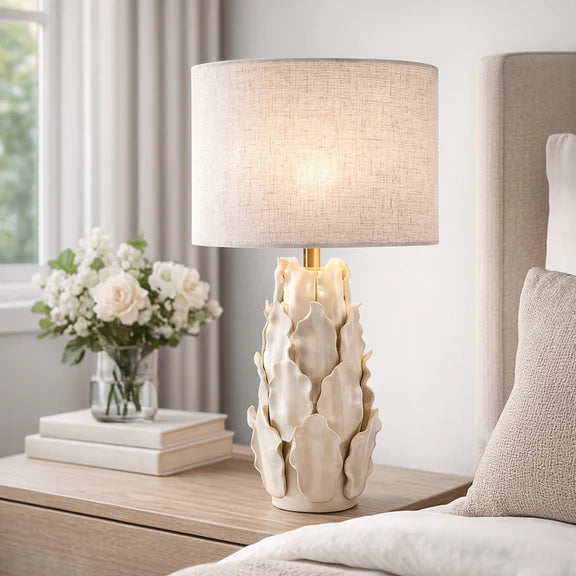 Layered Leaf Table Lamp Ivory & Linen - LL-27-0324