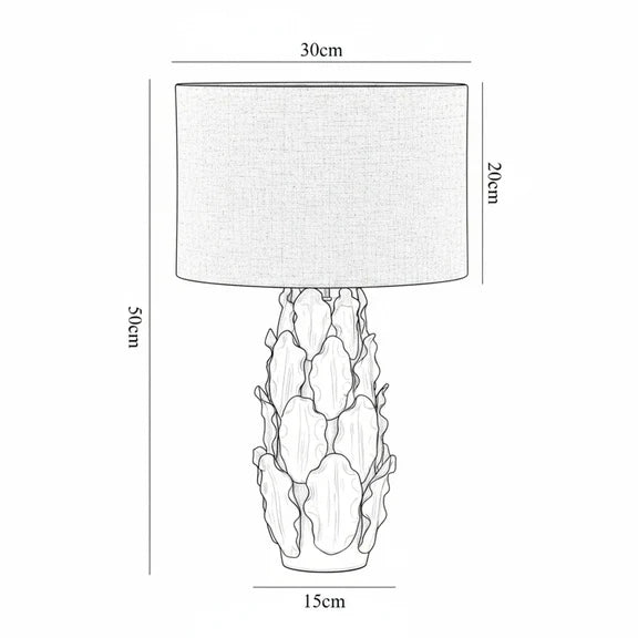 Layered Leaf Table Lamp Ivory & Linen - LL-27-0324
