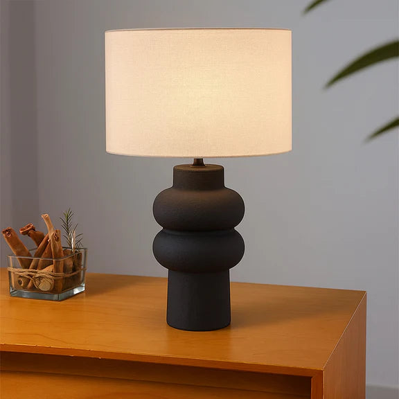 Isadora Table Lamp Matte Black & Linen - LL-27-0325B