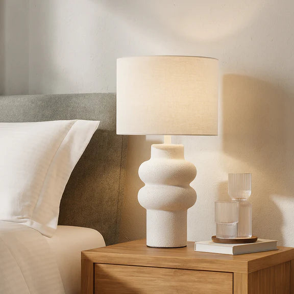 Isadora Table Lamp Matte White & Linen - LL-27-0325W
