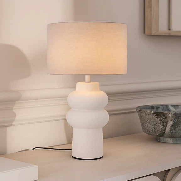 Isadora Table Lamp Matte White & Linen - LL-27-0325W