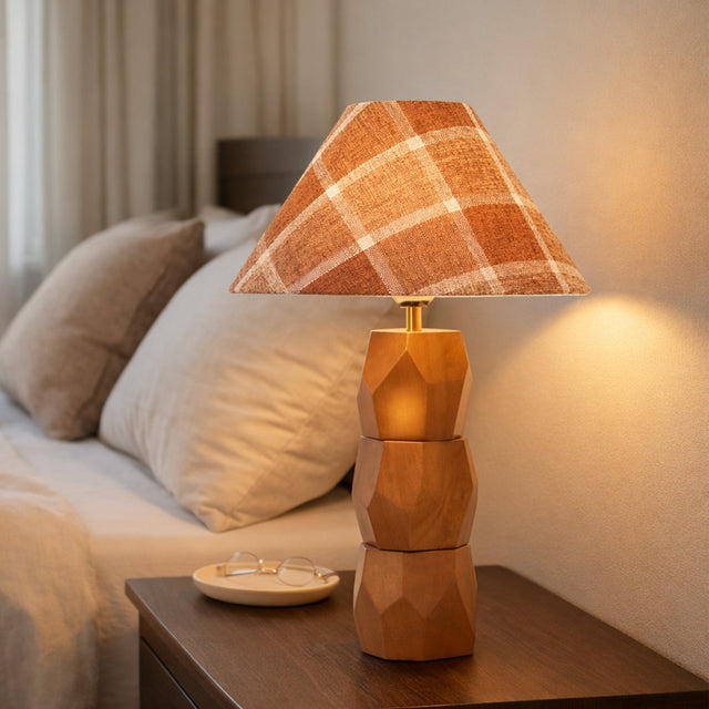 Helena Hand Faceted Plaid Shade Table Lamp Brown - LL-27-0329P