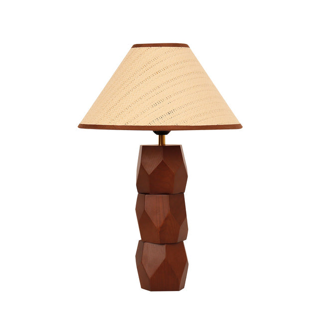 Helena Hand Faceted Woven Shade Table Lamp Brown - LL-27-0329W