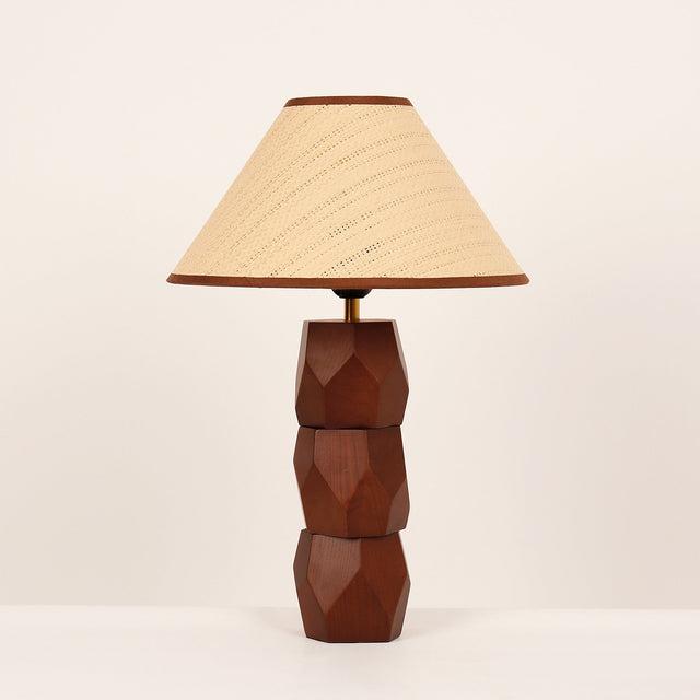 Helena Hand Faceted Woven Shade Table Lamp Brown - LL-27-0329W