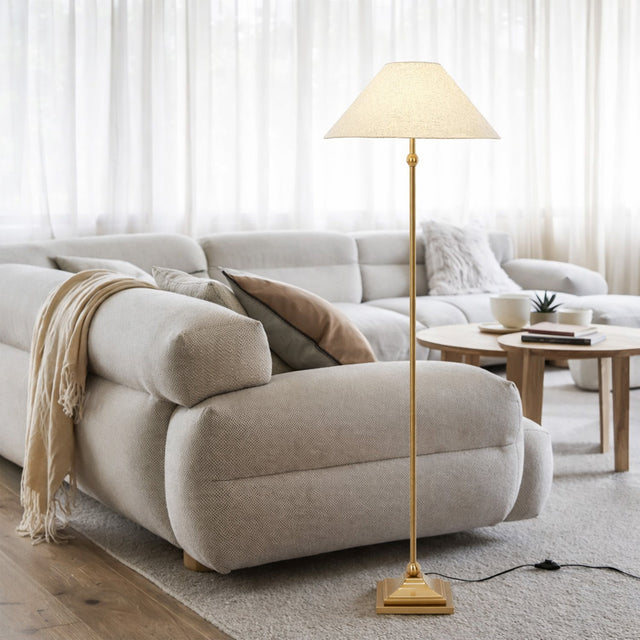 Violet Floor Lamp Brass & Linen - LL-27-0328