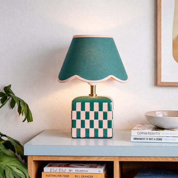 Valentina Table Lamp Dark Green & Pink - LL-27-0336G