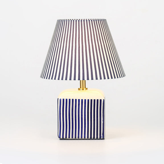 Amaris Table Lamp Cream & Blue Strip - LL-27-0337B