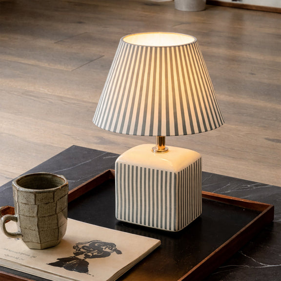 Amaris Table Lamp Cream & Green Strip - LL-27-0337G