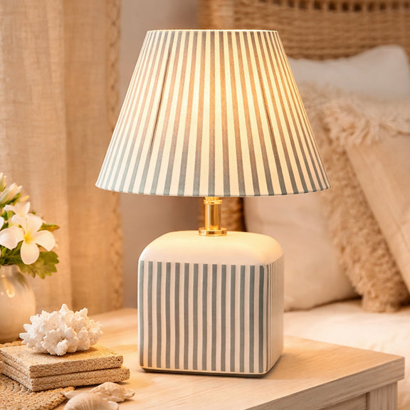 Amaris Table Lamp Cream & Green Strip - LL-27-0337G
