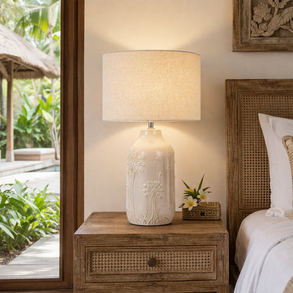 Nari Dandelion Table Lamp White & Natural - LL-27-0340
