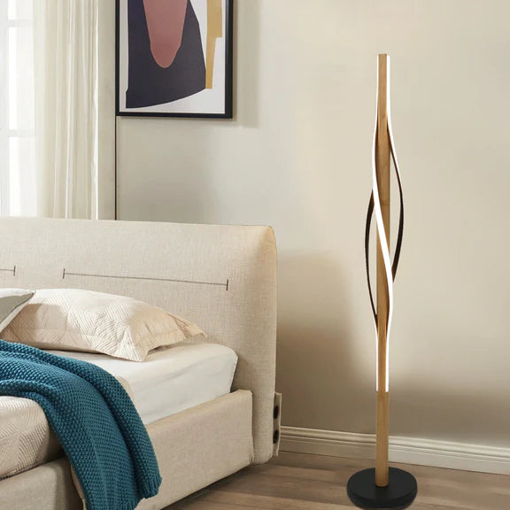 Bonnie LED Floor Lamp 30W 3000K Matt Black & Wood - LL-LED-26