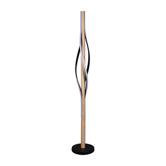 Bonnie LED Floor Lamp 30W 3000K Matt Black & Wood - LL-LED-26