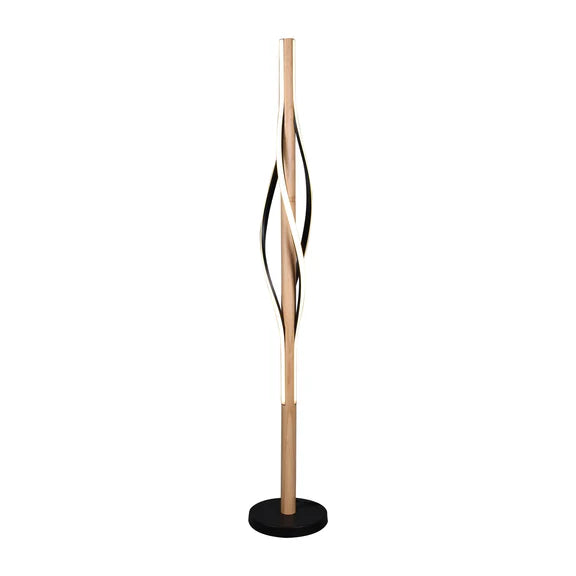 Bonnie LED Floor Lamp 30W 3000K Matt Black & Wood - LL-LED-26